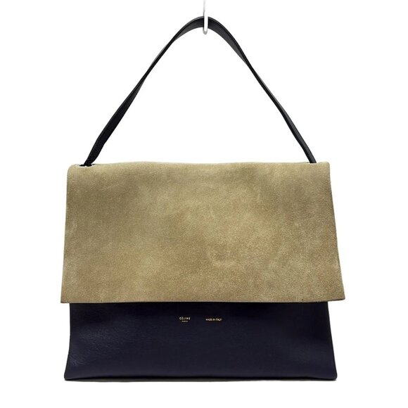 CELINE All Soft Beige Navy Red Suede Leather - Shoulder Bag 555-073025 - Picture 4 of 9